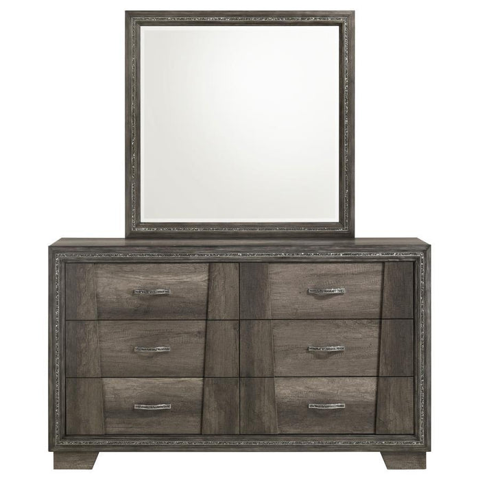 Janine - 6-Drawer Dresser With Mirror - Grey