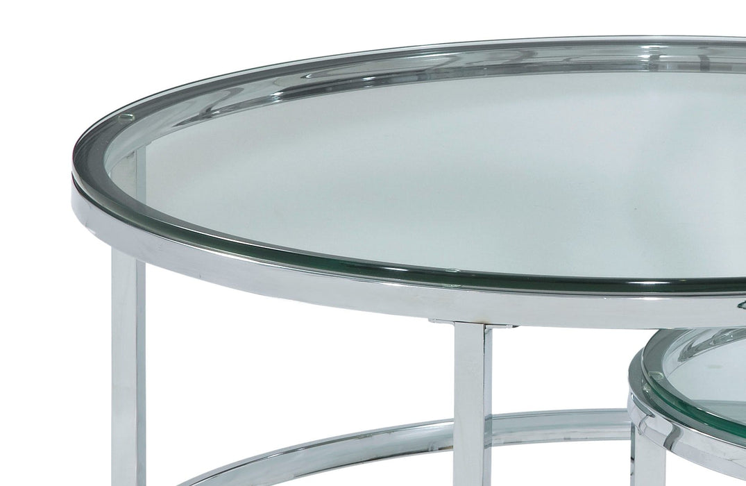 Patinoire - Round Cocktail / Nesting Table On Casters - Silver