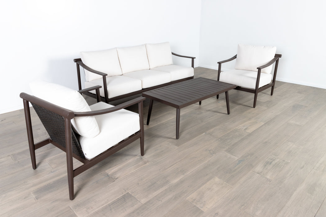 Moana - Sofa, 2 Club Chairs, Slat Top Coffee Table (Set of 4) - White