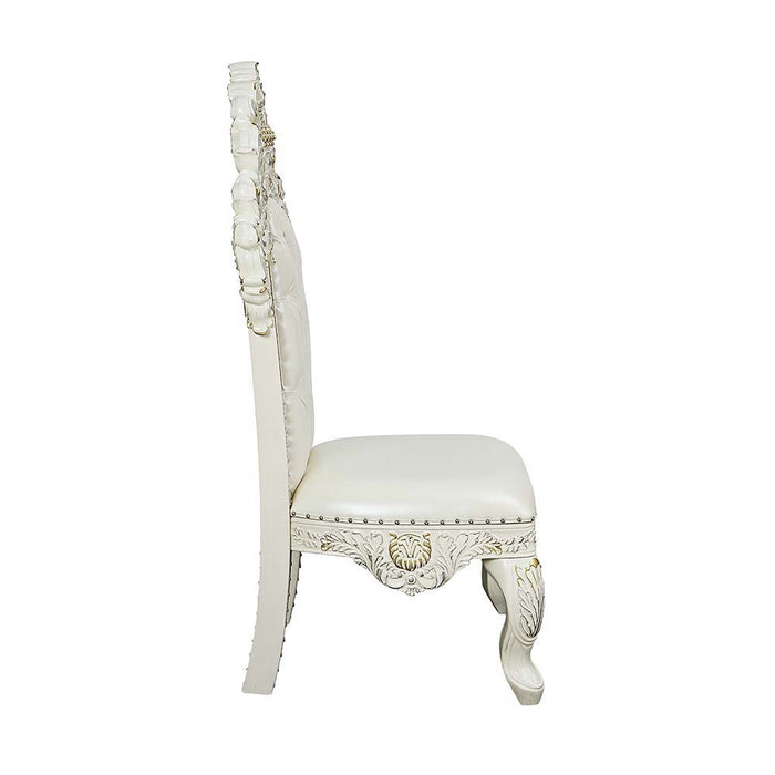 Adara - Side Chair (Set of 2) - White PU & Antique White Finish