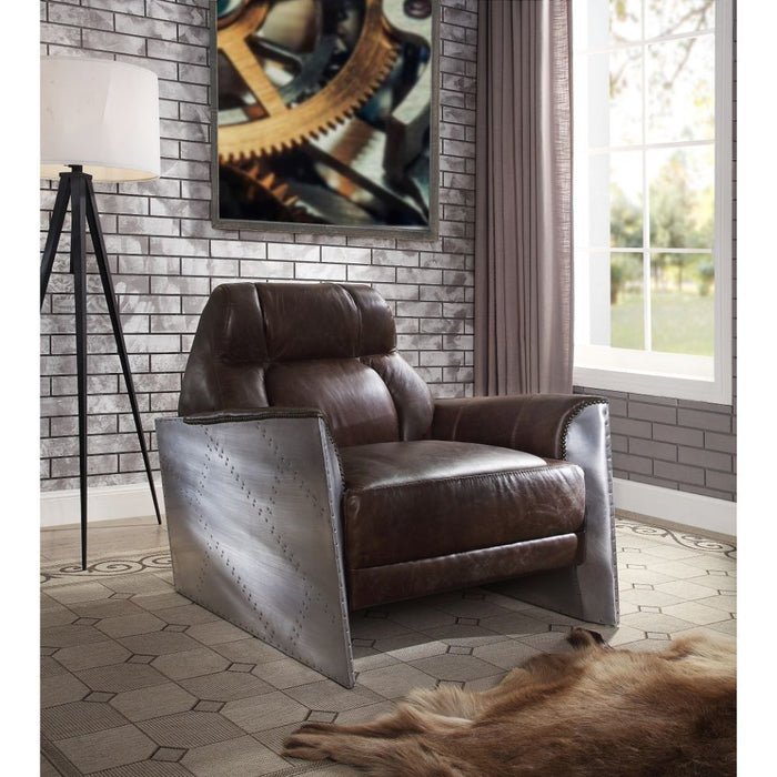 Brancaster - Accent Chair - Espresso Top Grain Leather & Aluminum