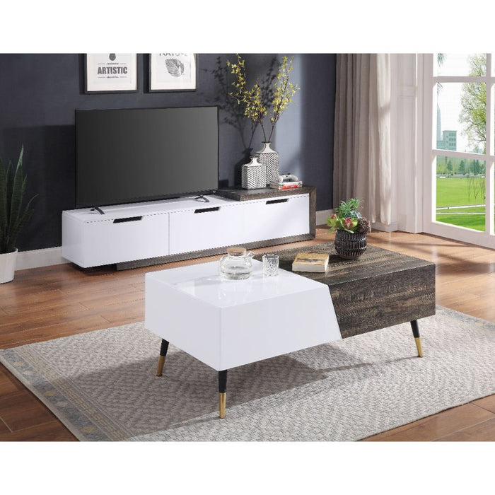 Orion - Coffee Table - White High Gloss & Rustic Oak