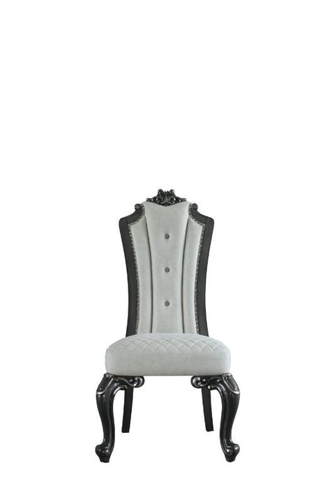 House - Delphine - Side Chair (Set of 2) - Two Tone Ivory Fabric, Beige PU & Charcoal Finish
