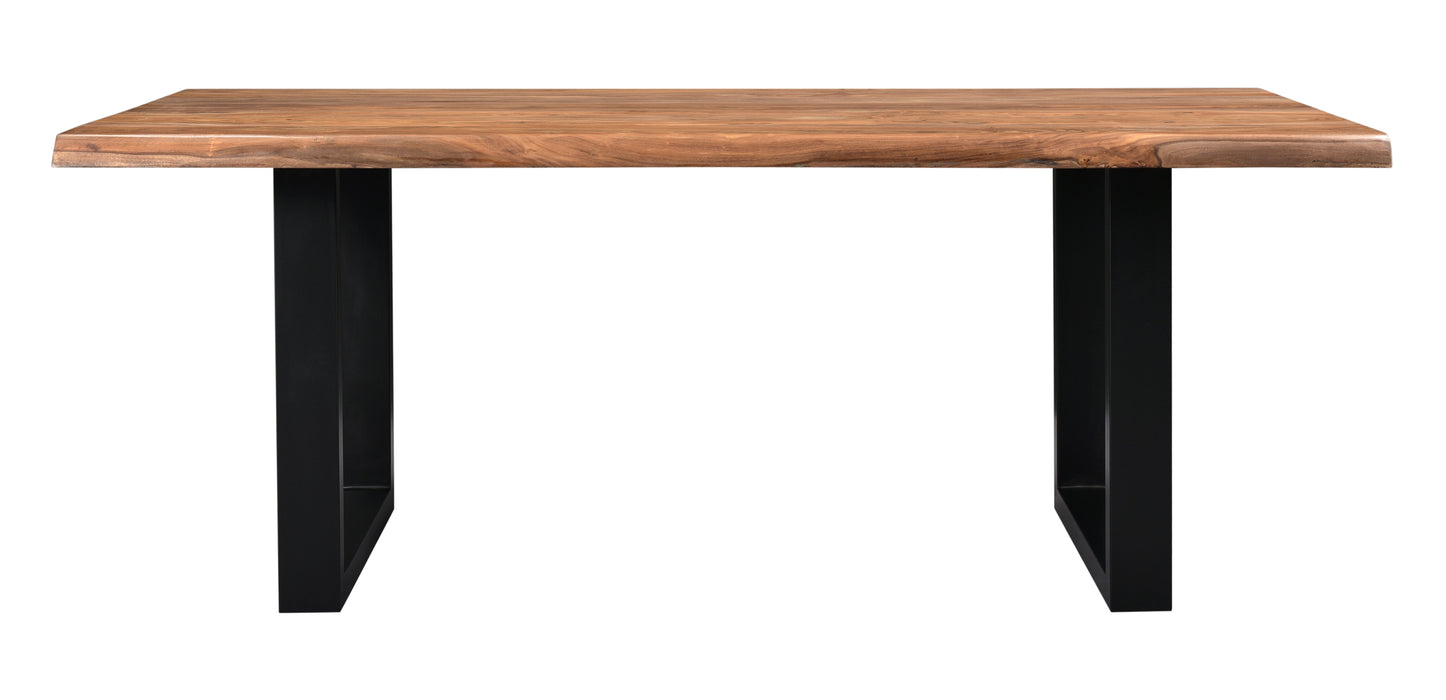 Brownstone II - Table With Natural Live Edge Top And Metal Base
