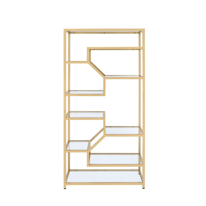 Lecanga- Bookshelf - Gold & Clear Glass