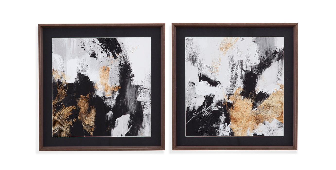 Neutral Gold Collage - Framed Print (Set of 2) - Black
