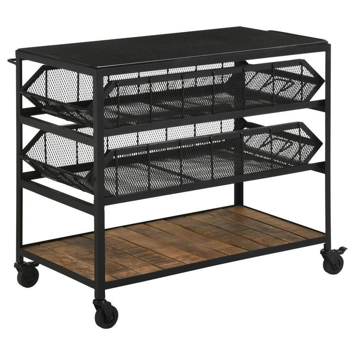 Evander - Accent Storage Cart With Casters - Natural And Black