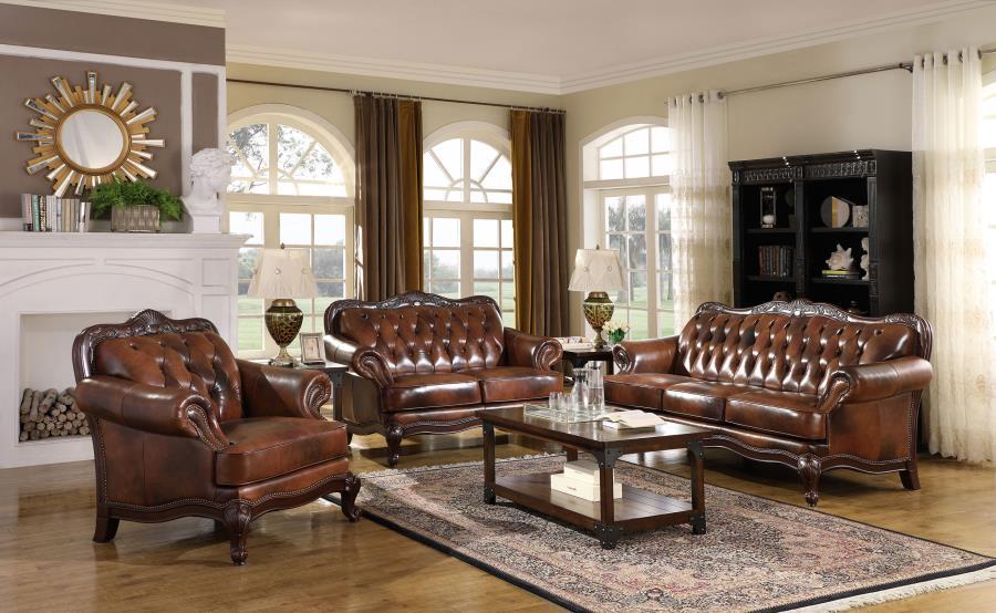 Victoria - Rolled Arm Sofa - Tri-Tone And Brown