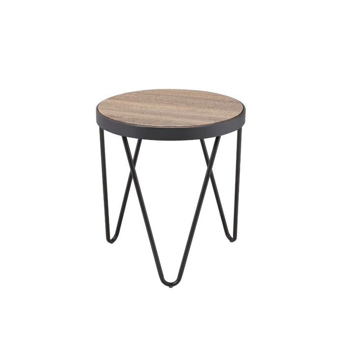 Bage - End Table - Weathered Gray Oak & Metal