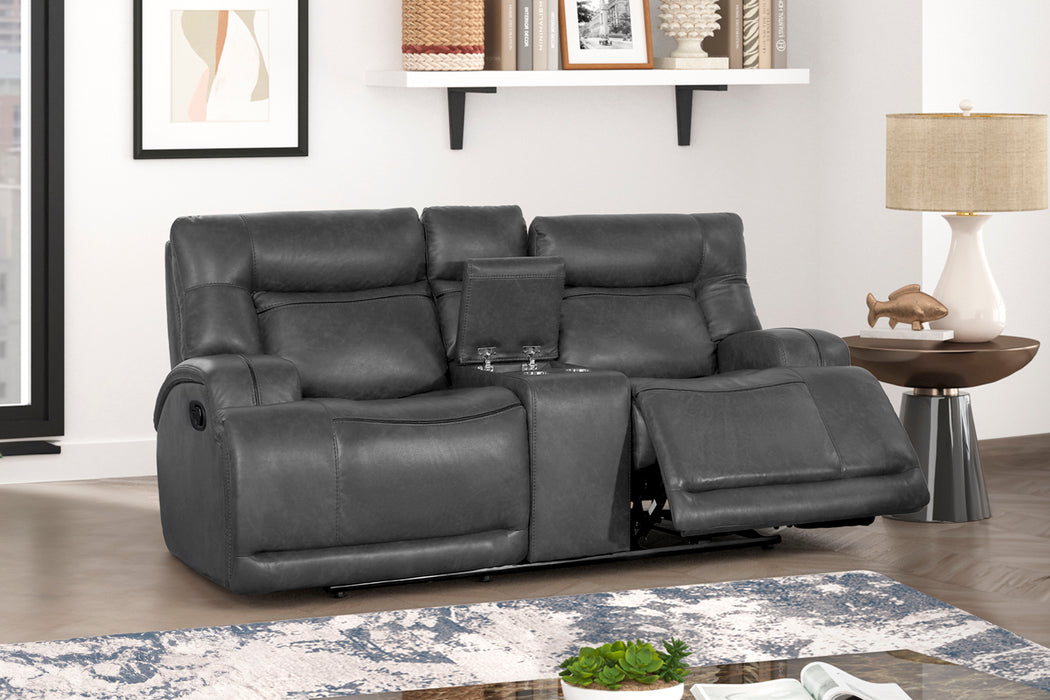 Titan - Console Loveseat With Dual Recliners - Gray