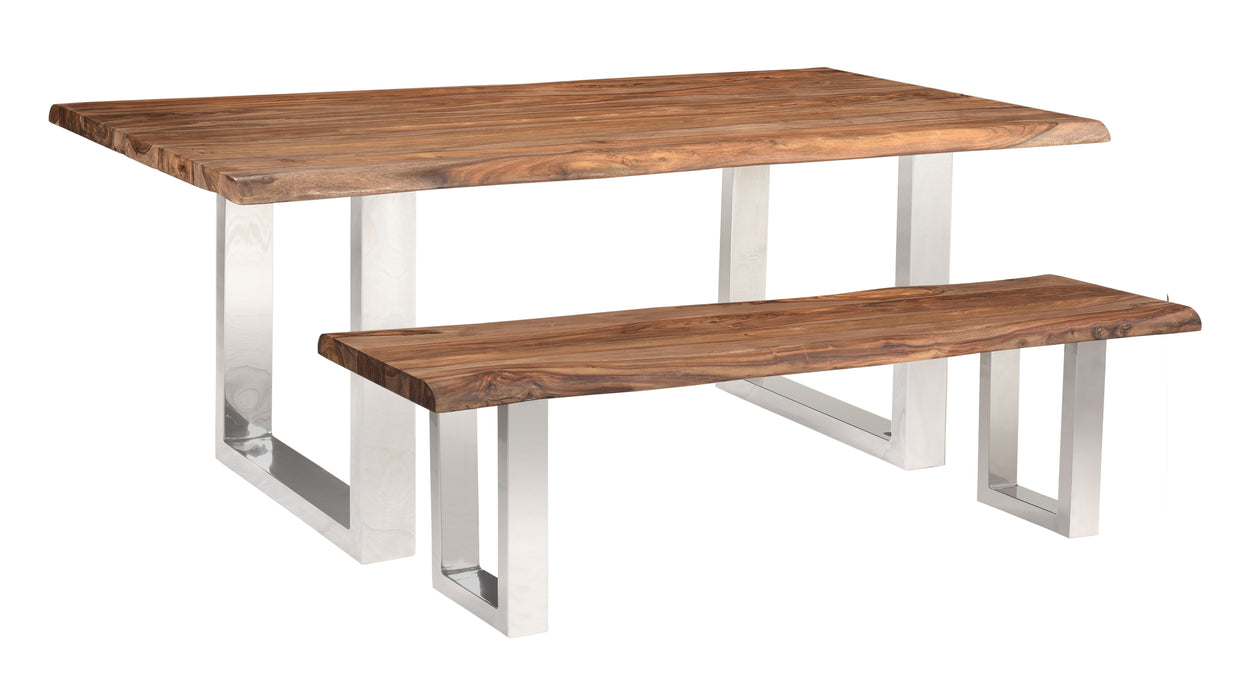 Brownstone 2.0 - Solid Wood Live Edge Topped Table With Chrome Legs