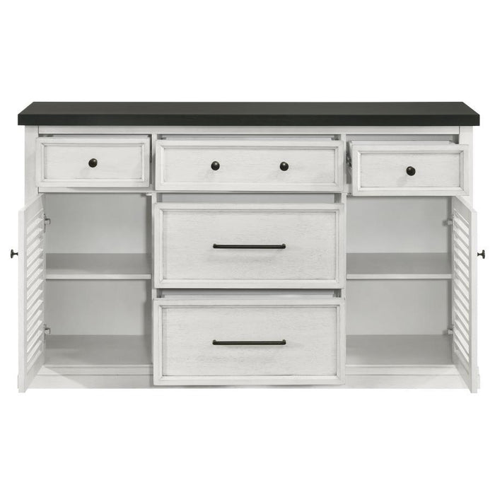 Aventine - 5-drawer Dining Sideboard Buffet Cabinet With Cabinet - Charcoal And Vintage Chalk