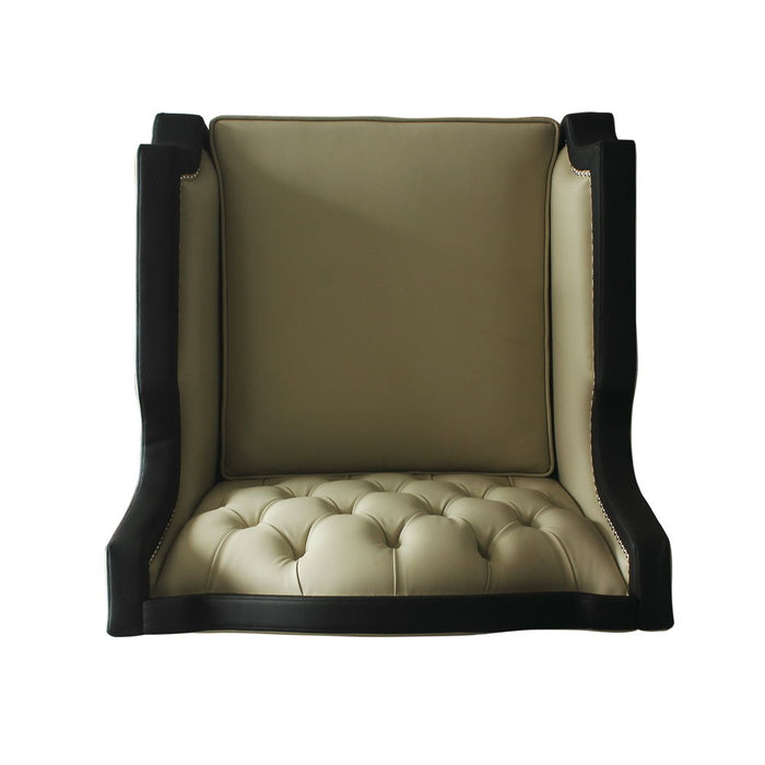 House - Beatrice Chair - Beige PU, Black PU & Charcoal Finish