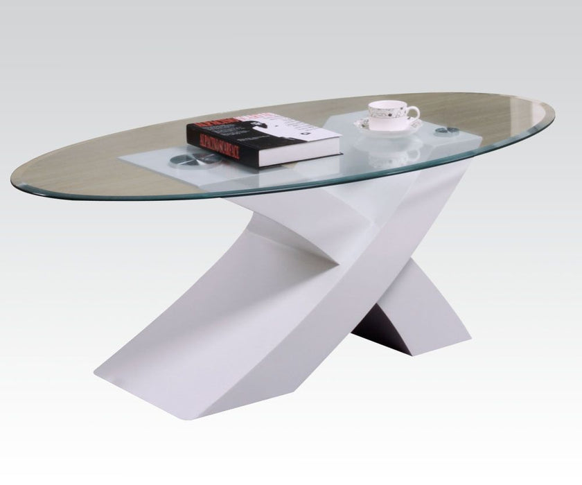 Pervis - Coffee Table - White & Clear Glass