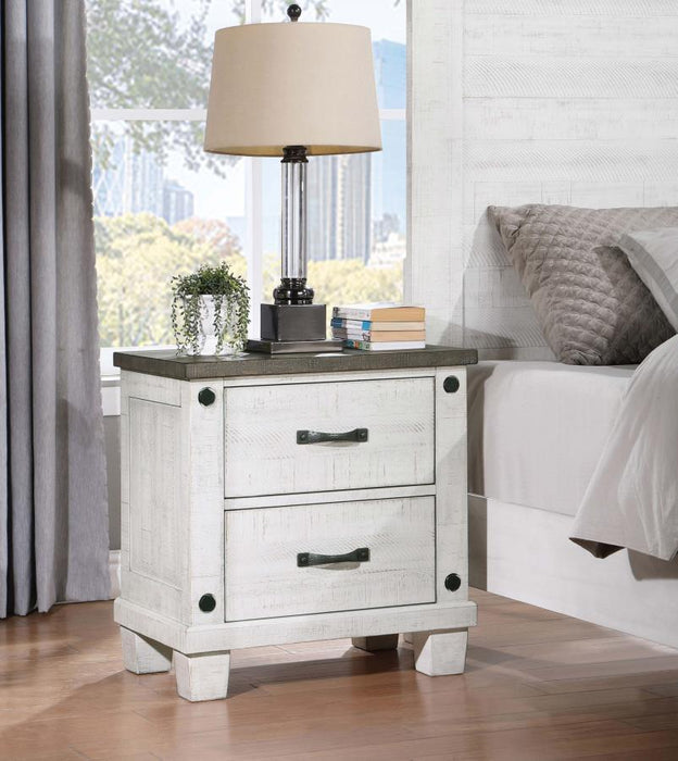 Lilith - 2-Drawer Nightstand - Distressed Gray And White