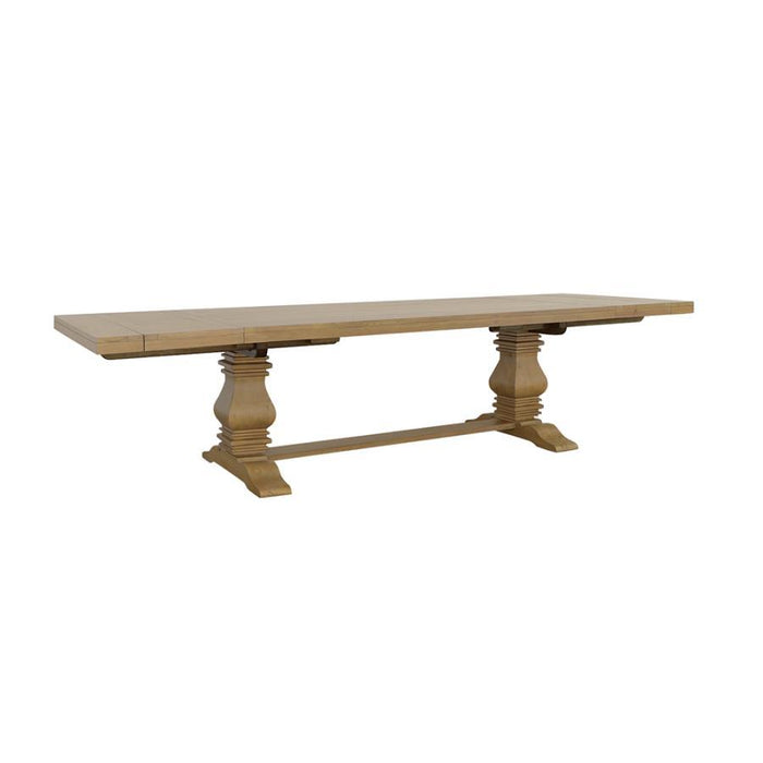 Florence - Double Pedestal Dining Table - Rustic Smoke