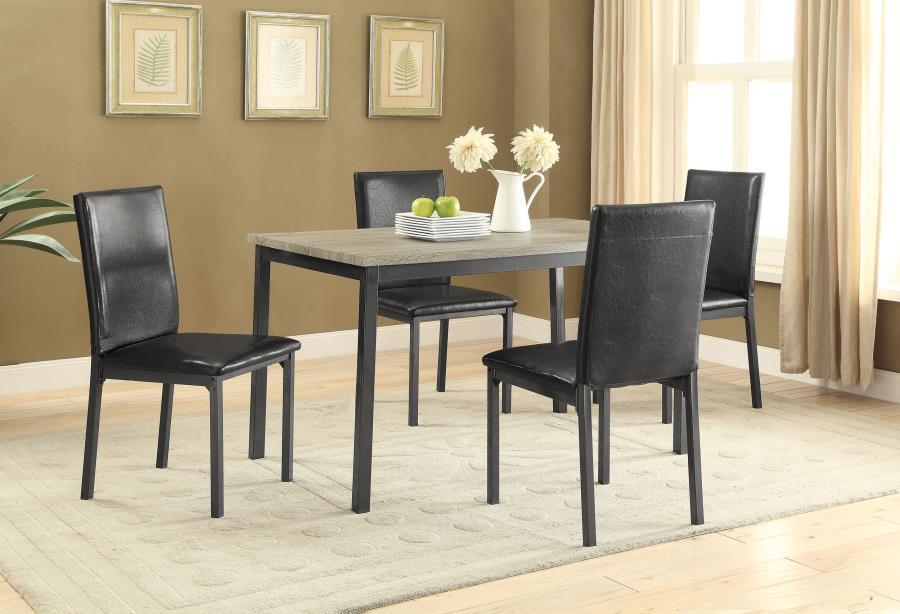 Garza - 5 Piece Dining Room Set - Weathered Gray And Black