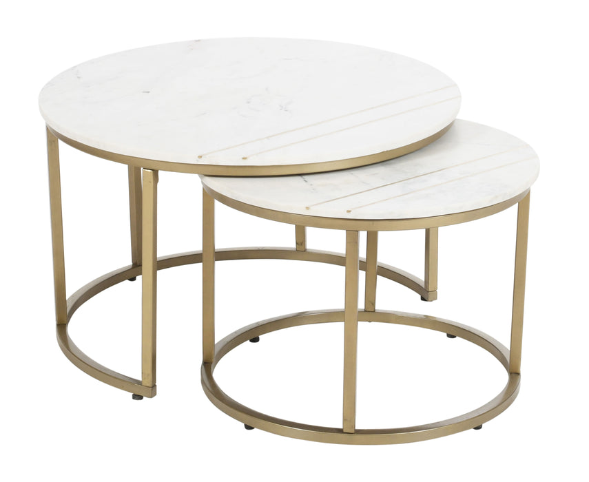 Kayla - Nesting Cocktail Table (Set of 2) - White / Gold