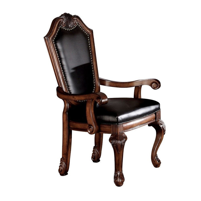 Chateau De Ville - Chair (Set of 2) - Black PU & Cherry