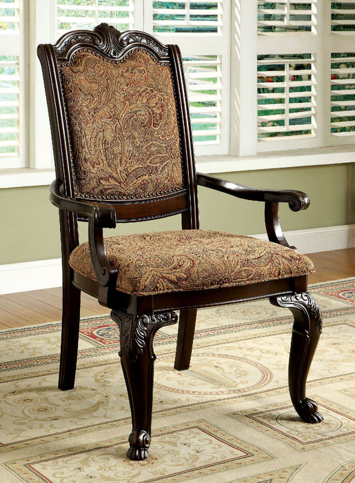 Bellagio Fabric Arm Chair (Set of 2) - Brown Cherry / Brown