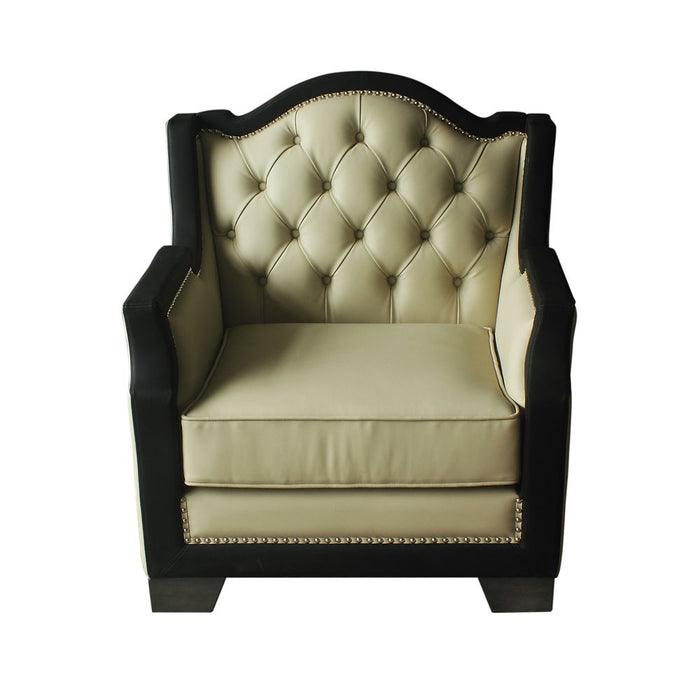 House - Beatrice Chair - Beige PU, Black PU & Charcoal Finish