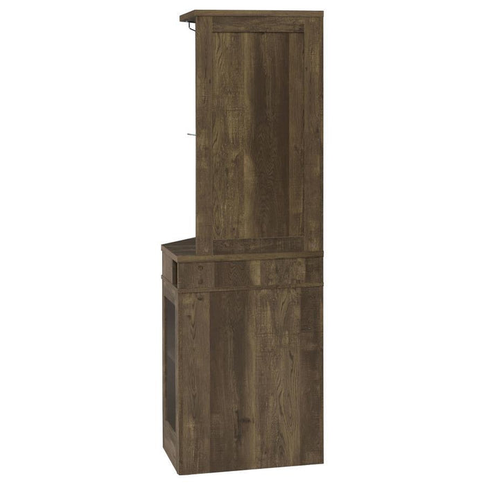 Alviso - Corner Bar Cabinet With Stemware Rack - Rustic Oak