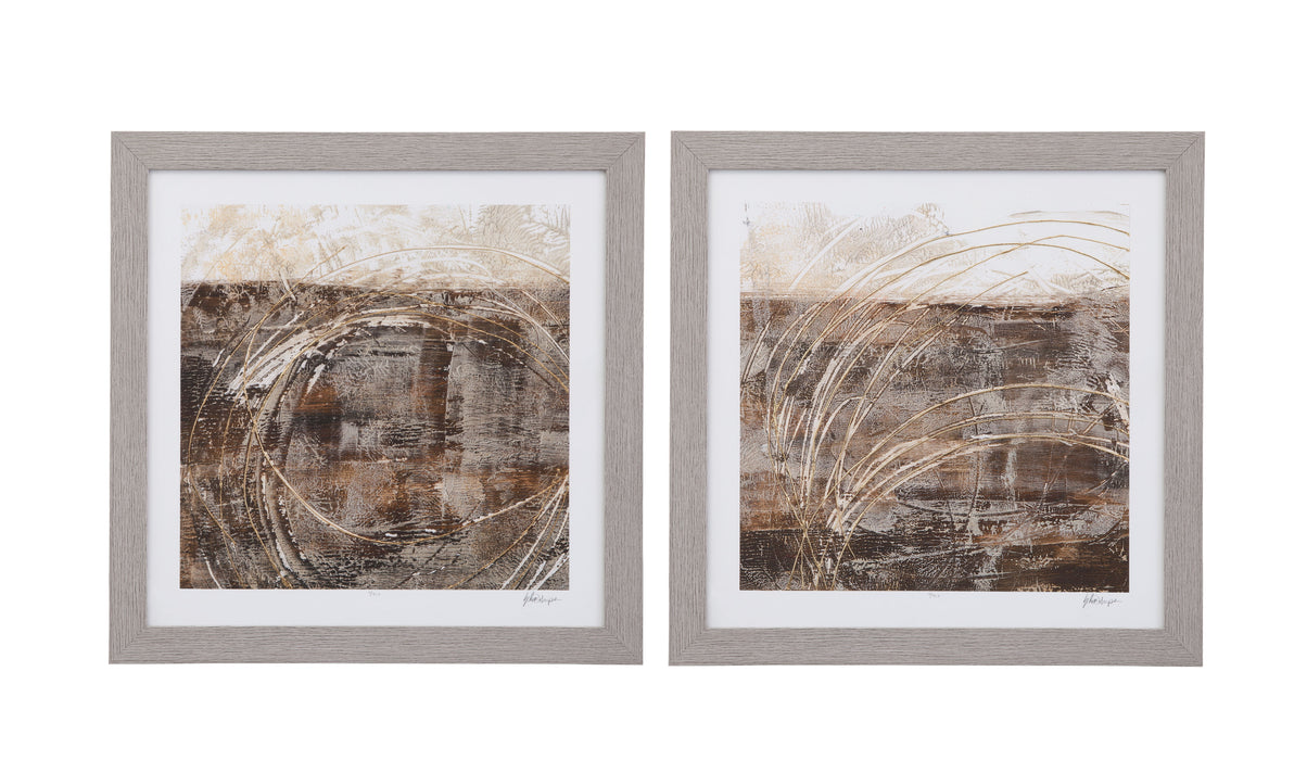 Metallic Thread II - Framed Print - Light Brown