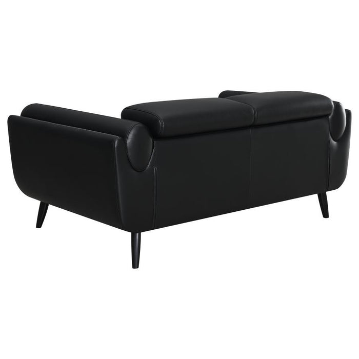 Shania - Track Arms Loveseat With Tapered Legs - Black