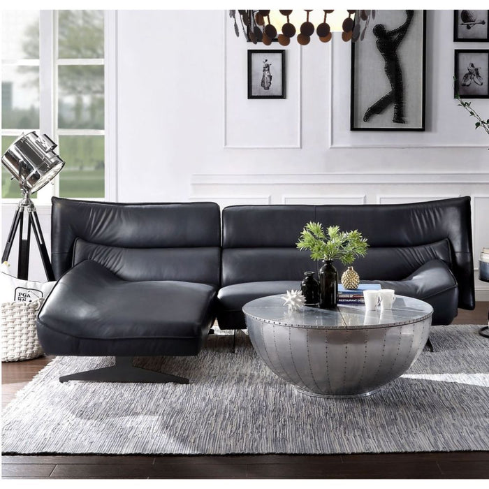 Maeko - Sectional Sofa - Dark Gray Top Grain Leather