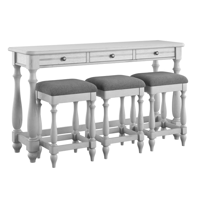 New Haven - Sofa Table With 3 Stools - Oyster Shell