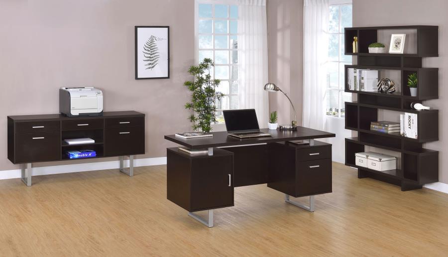 Lawtey - 5-Drawer Credenza With Adjustable Shelf - Cappuccino
