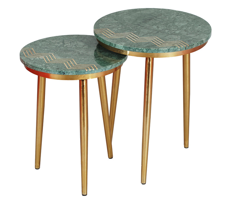 Jade - Nesting Tables (Set of 2) - Avery Green / Gold