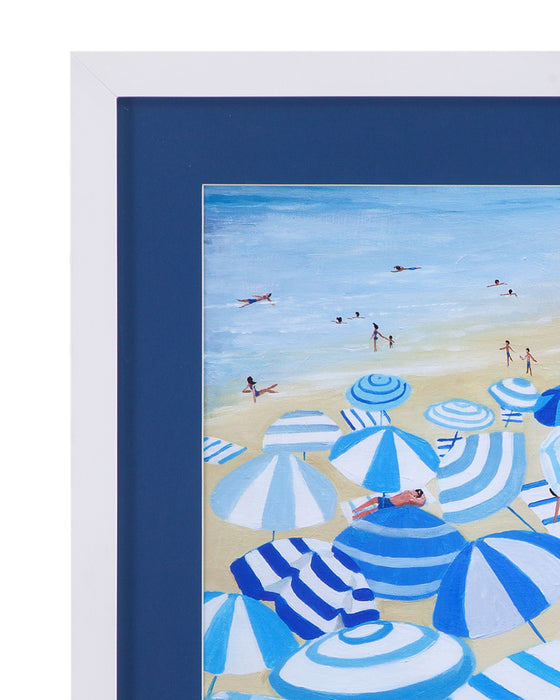 Beach Umbrellas - Framed Art - Blue