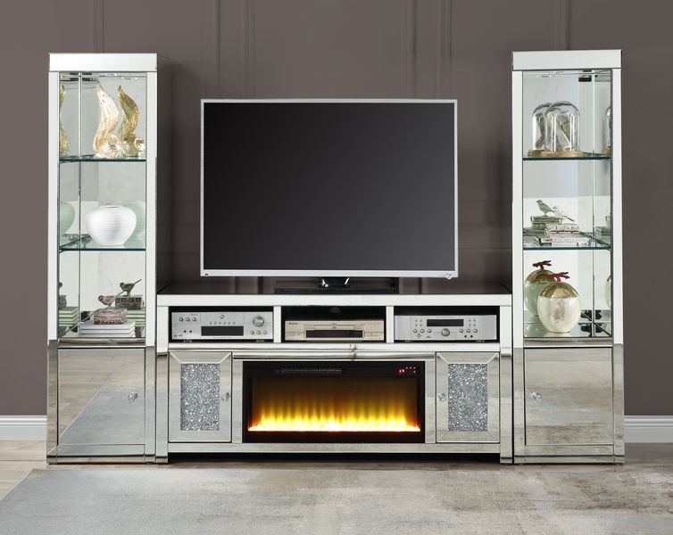 Noralie - TV Stand - Mirrored & Faux Diamonds - 30"