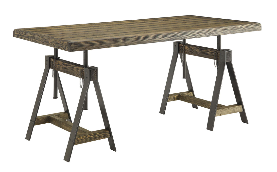 Camden - Adjustable Dining Table / Desk - Distressed Brown
