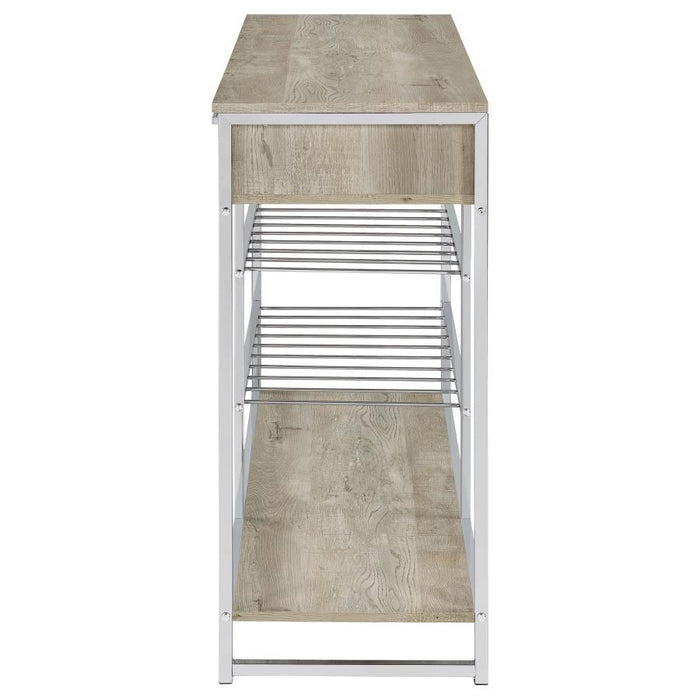 Melrose - Bar Cabinet - Gray Washed Oak And Chrome