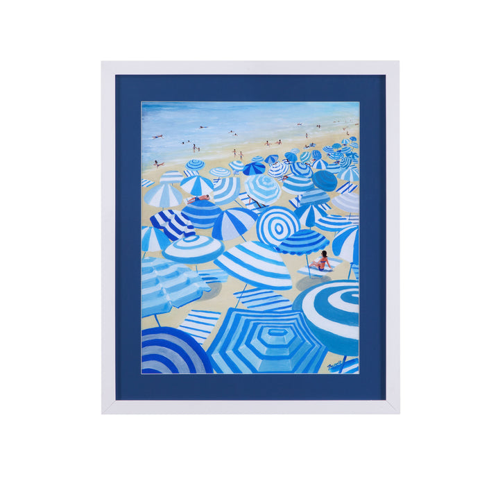 Beach Umbrellas - Framed Art - Blue