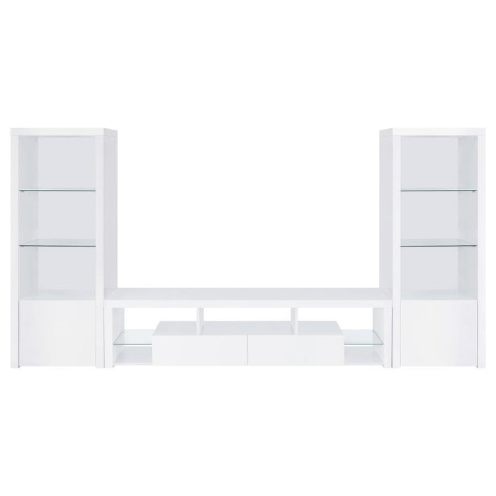 Jude - 3 Piece Entertainment Center With 71" TV Stand - White High Gloss