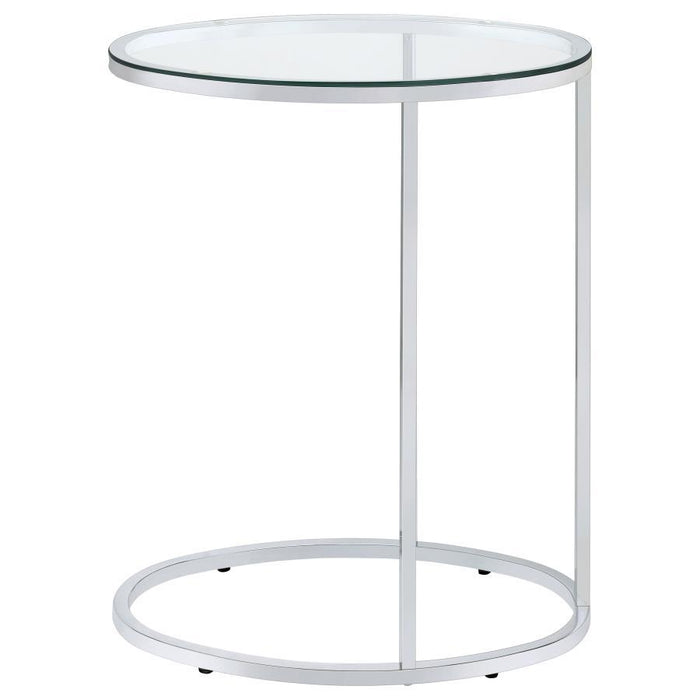 Kyle - Oval Snack Table - Chrome And Clear