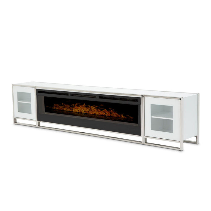 State St. - Electric Fireplace with Cabinets - Glossy White