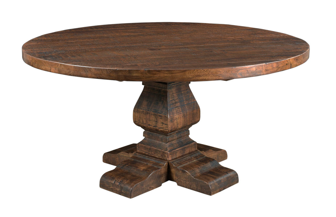 Woodbridge - Round Dining Table (2 Cartons) - Distressed Brown