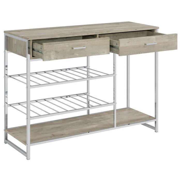 Melrose - Bar Cabinet - Gray Washed Oak And Chrome