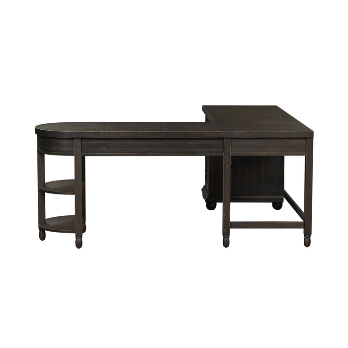Harvest Home - L Shaped Desk Set With Hutch - Black