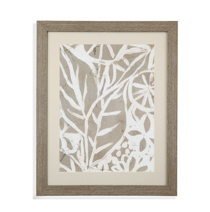 Mudcloth Foliage I - Framed Print - Light Brown