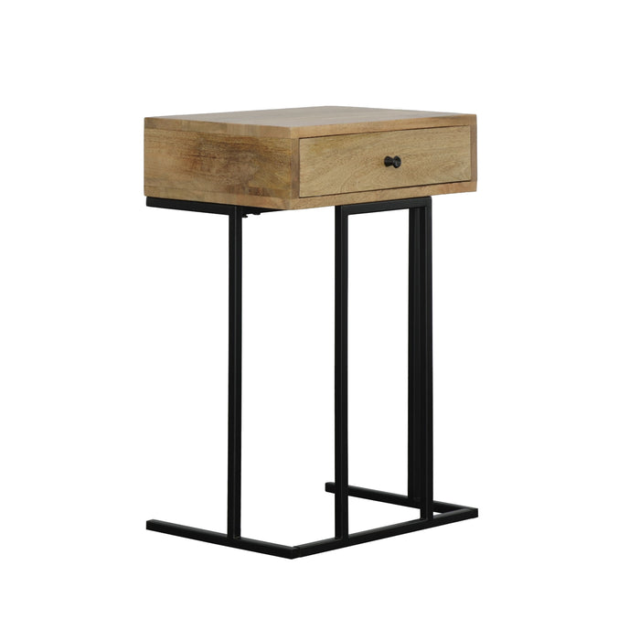 Micah - One Drawer Accent Table - Dex Natural / Metal