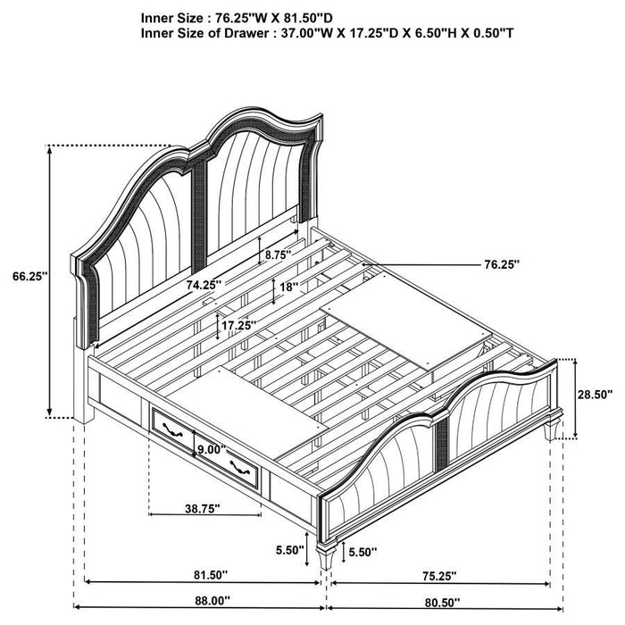 Evangeline - Storage Bed With LED Headboard