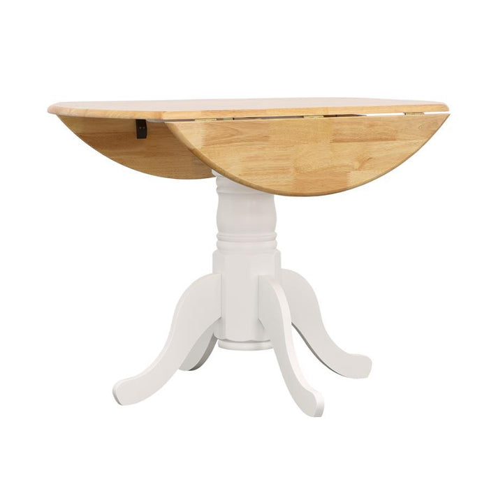 Allison - Drop Leaf Round Dining Table - Natural Brown and White