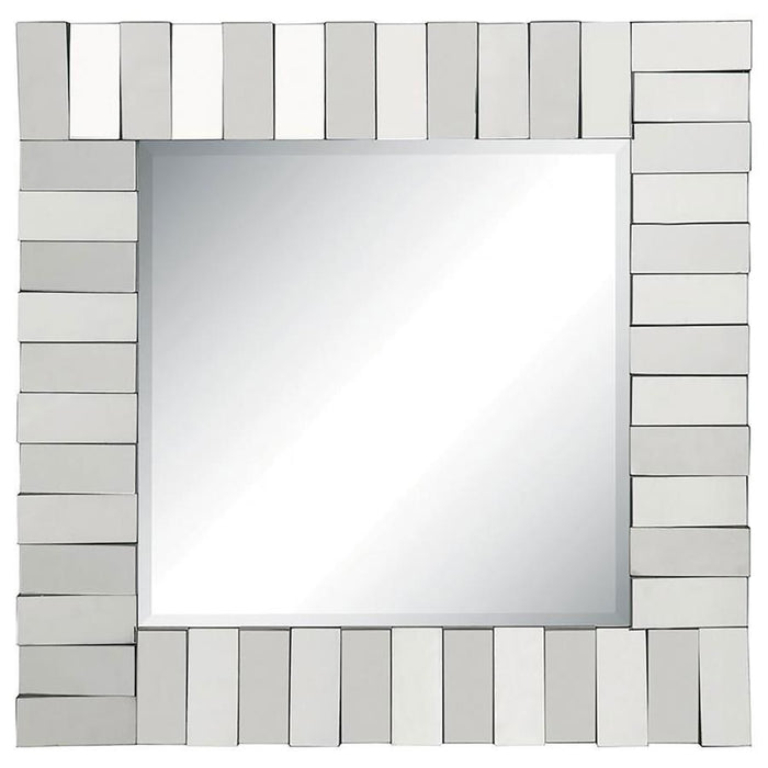 Tanwen - Square Wall Mirror With Layered Panel - Silver