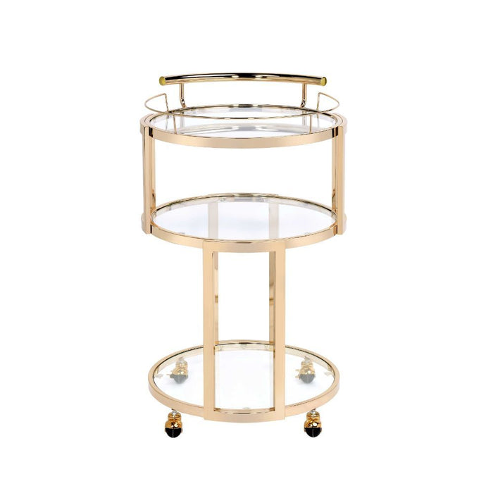 Madelina - Serving Cart - Gold & Clear Glass
