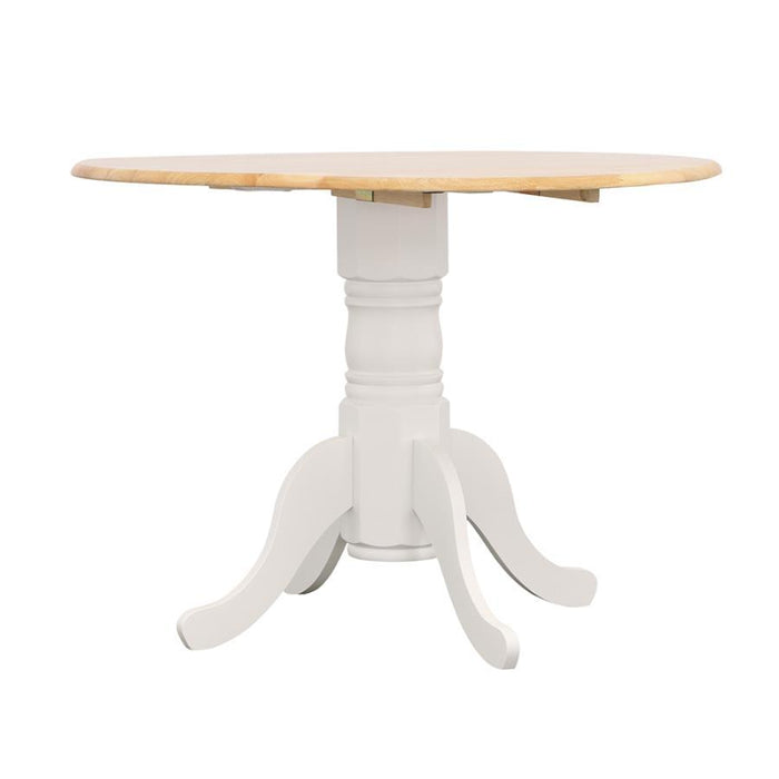 Allison - Drop Leaf Round Dining Table - Natural Brown And White